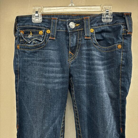 True Religion Joey Jeans Womens Size 27 Blue Low Rise Flare Y2K Style 10-503 - Picture 8 of 11
